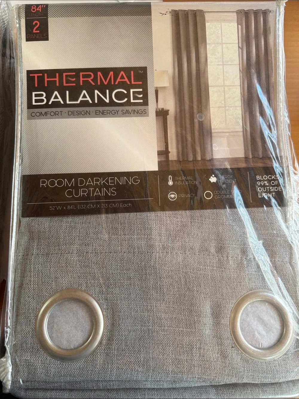 Thermal Balance Room Darkening Curtains with Grommets - Bristol Grey
